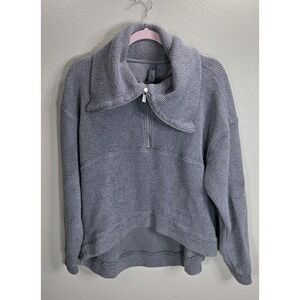 Sweaty Betty London Grey Textured Quarter-Zip Pullover | Women's Medium / US 8